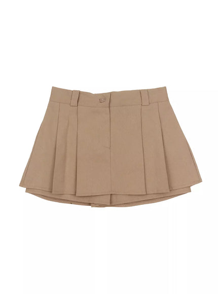 pleated-mini-skort-im513 / Beige