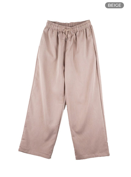 mens-banded-wide-leg-trousers-ia401 / Beige