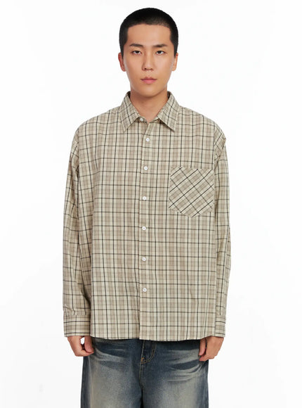 Men's Checkered Button Up Shirt IS510