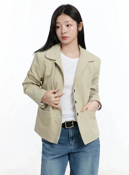 classic-button-up-blazer-im519 / Beige