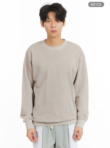 mens-washed-crewneck-sweatshirt-ia401 / Beige