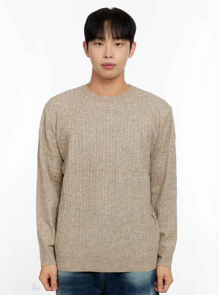 mens-cable-sweater-in506 / Beige