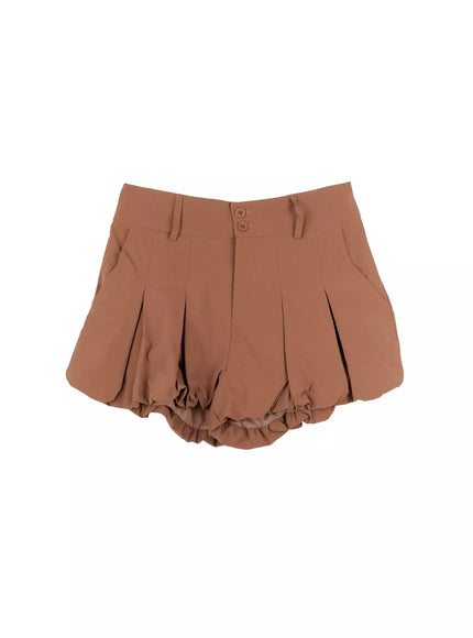 balloon-pleated-skirt-shorts-co516 / Beige