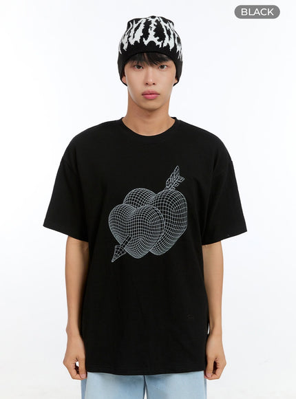 mens-cotton-graphic-round-neck-t-shirt-ig416 / Black