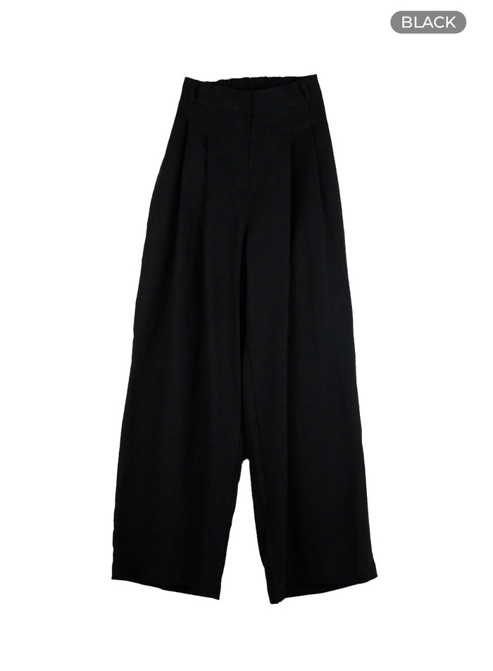 linen-wide-fit-trousers-iu412 / Black