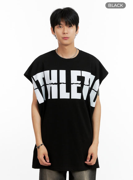 mens-oversize-sleeveless-t-shirt-ig402 / Black