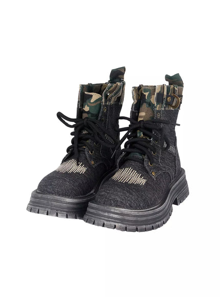 lace-up-platform-boots-f517 / Black