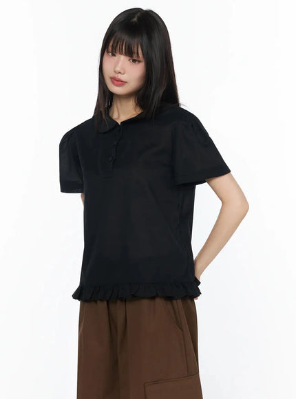 frilled-puff-collar-blouse-iy526 / Black
