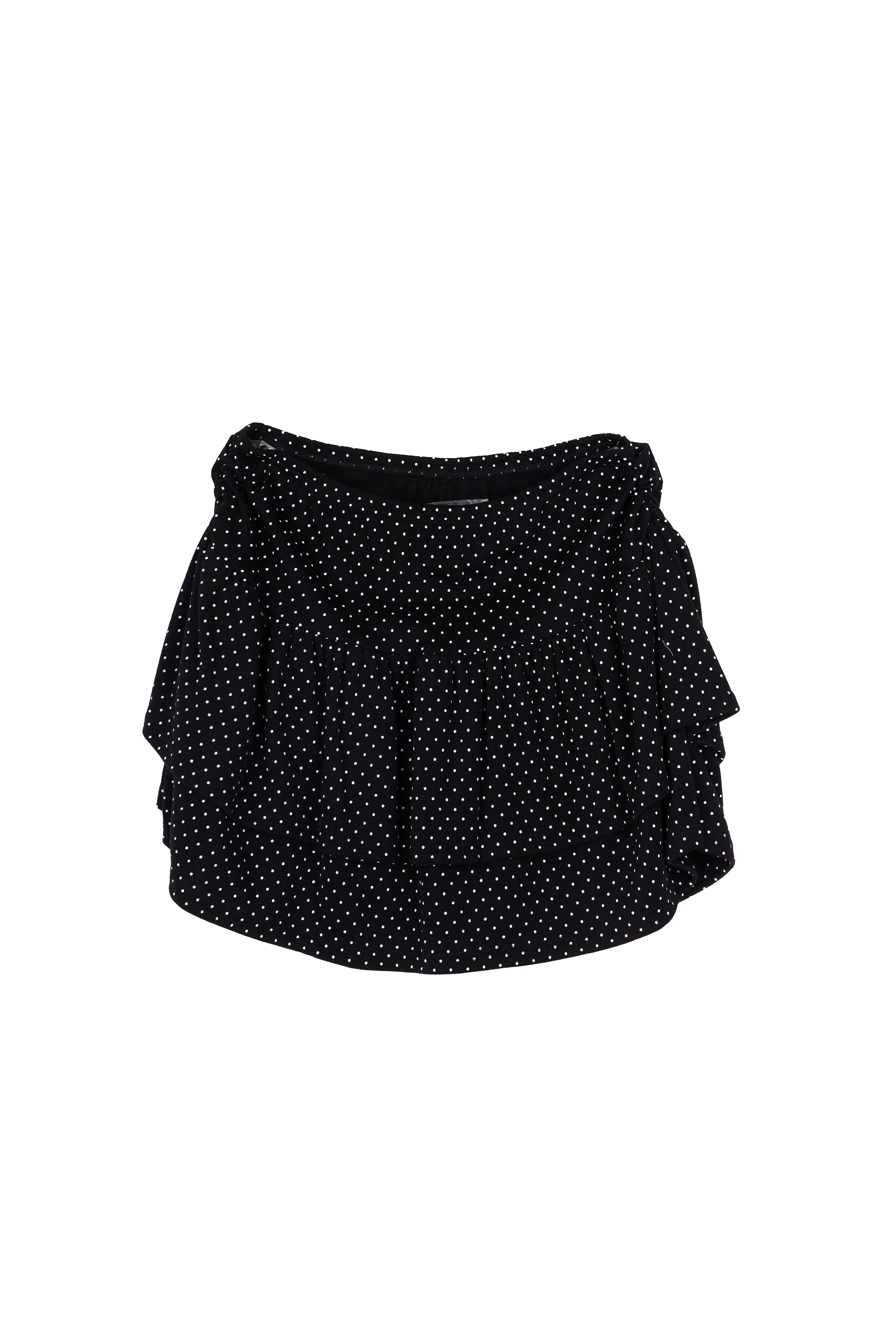 polka-dot-ruffle-mini-skirt-iy507 / Black