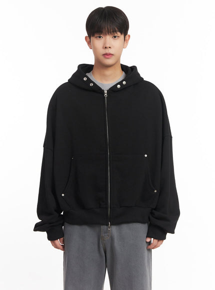 mens-oversize-zip-up-hooded-jacket-im527 / Black