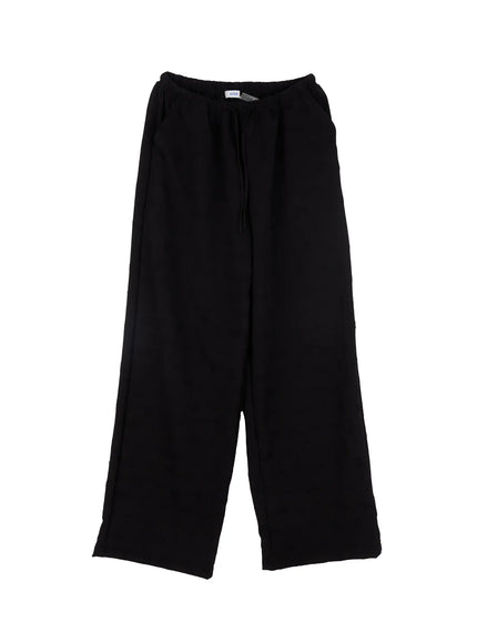 bow-embossed-wide-pants-if525 / Black