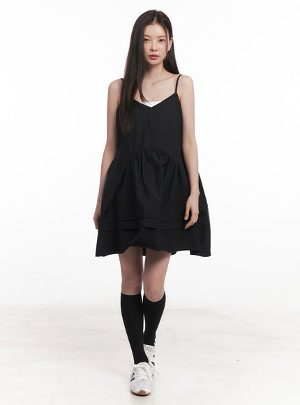 flare-v-neck-cami-mini-dress-iy509 / Black