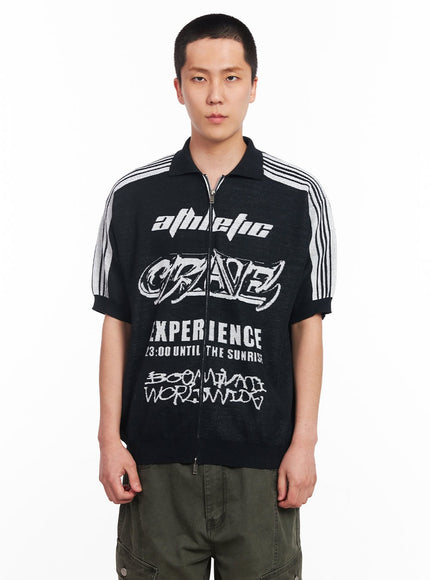 men-s-street-collared-zip-up-top-iu503 / Black