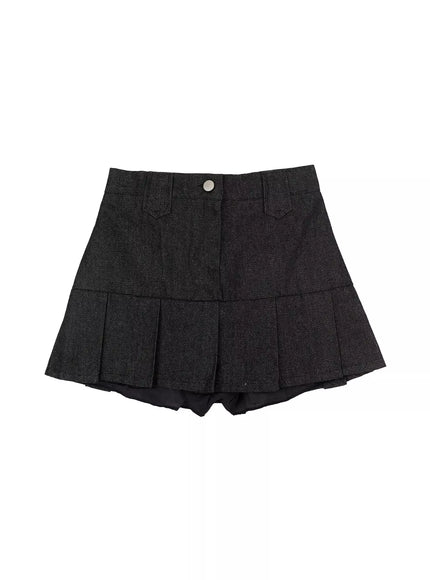 casual-pleated-mini-skirt-im523 / Black