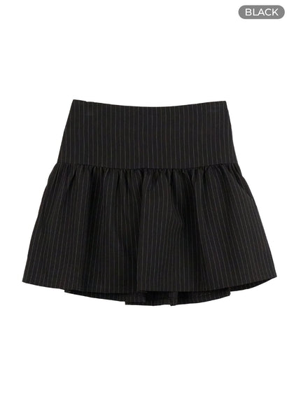 flare-stripe-mini-skirt-is402 / Black