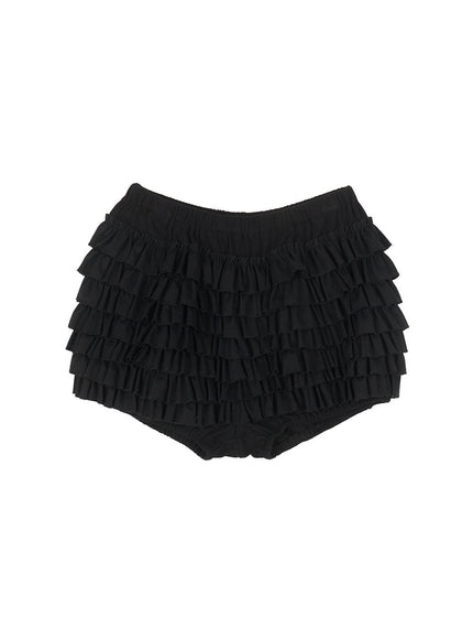 frill-layered-mini-skirt-ia524 / Black