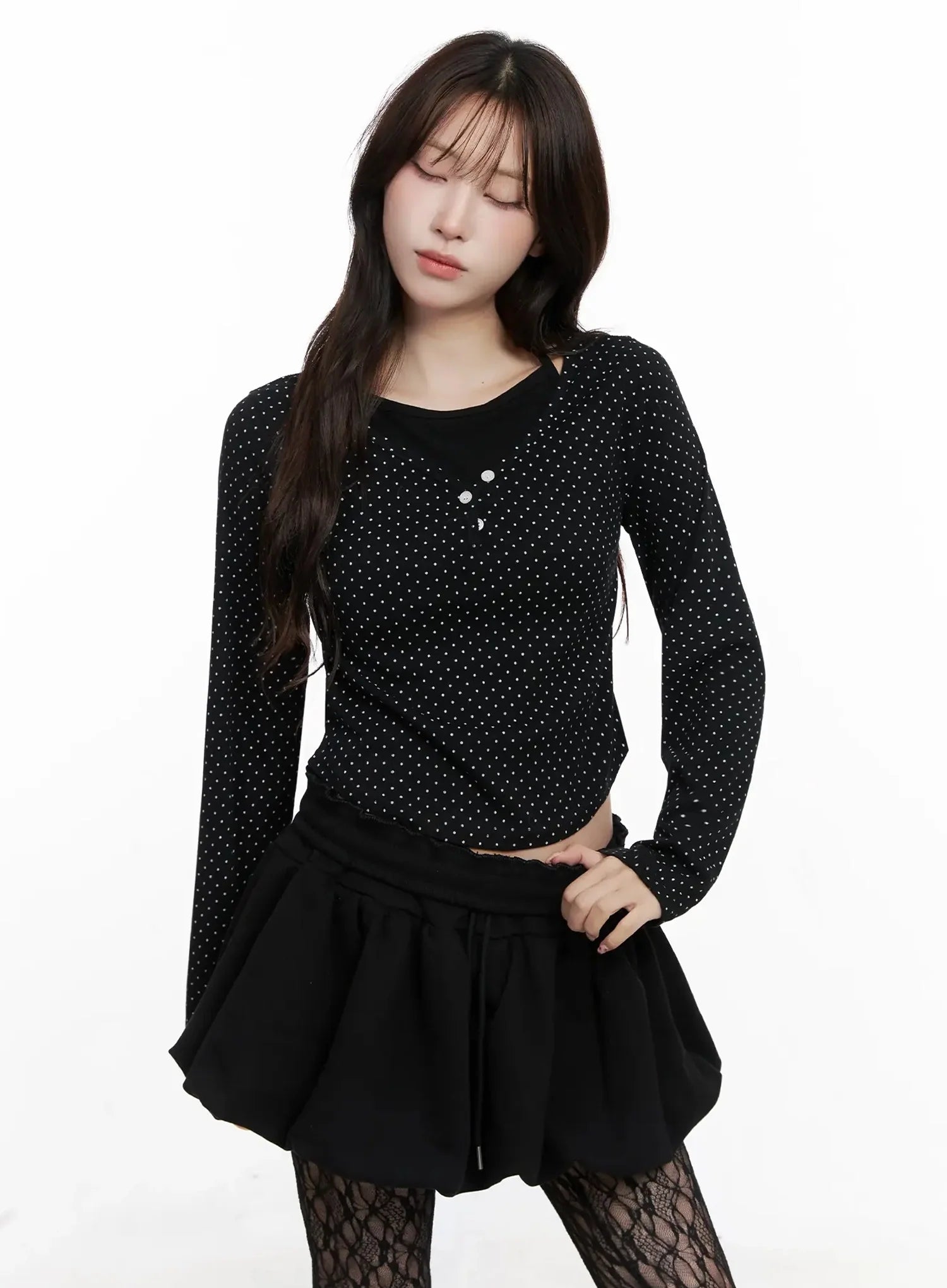 Polka Dot Layered Halter Top IN525