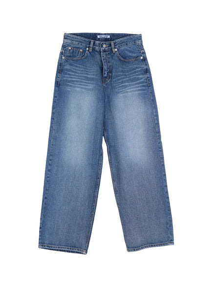 mens-washed-wide-leg-jeans-il518 / Blue