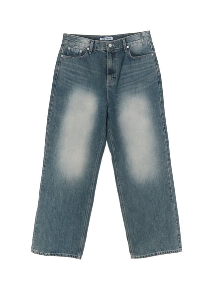 mens-wide-fit-washed-denim-jeans-ia510 / Blue