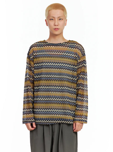 mens-grunge-mesh-long-sleeve-tee-il511 / Blue