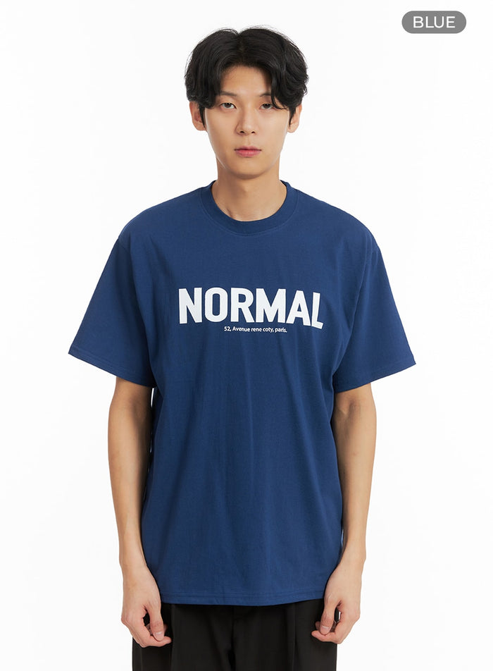 mens-normal-graphic-lettering-tee-ia401 / Blue