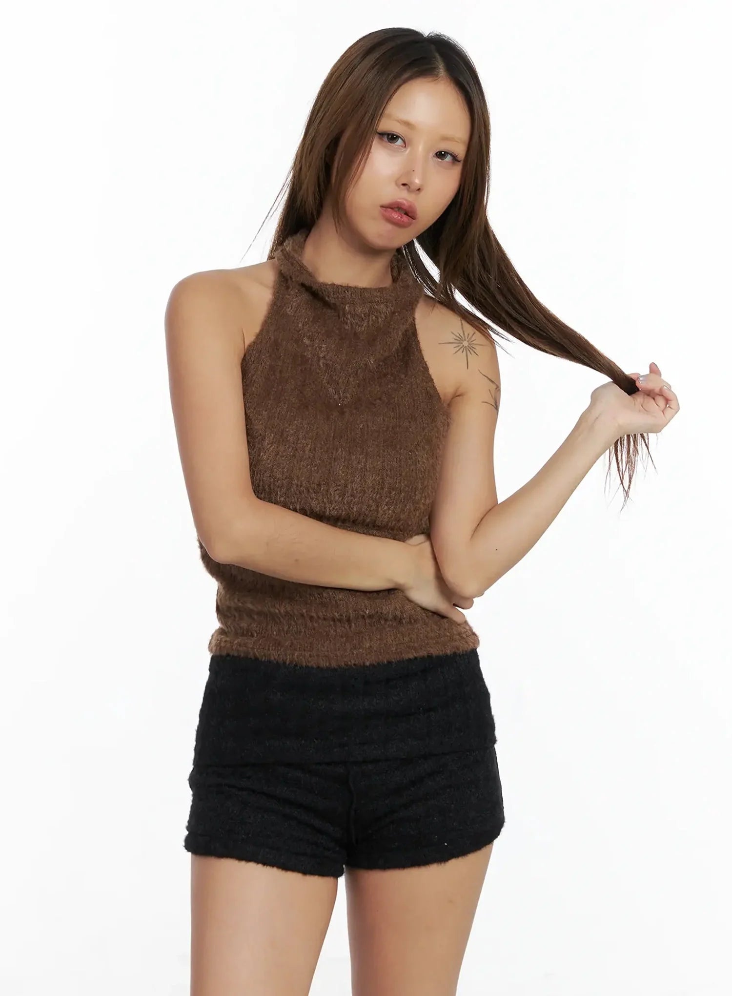 Textured Knit Turtleneck Top IN528