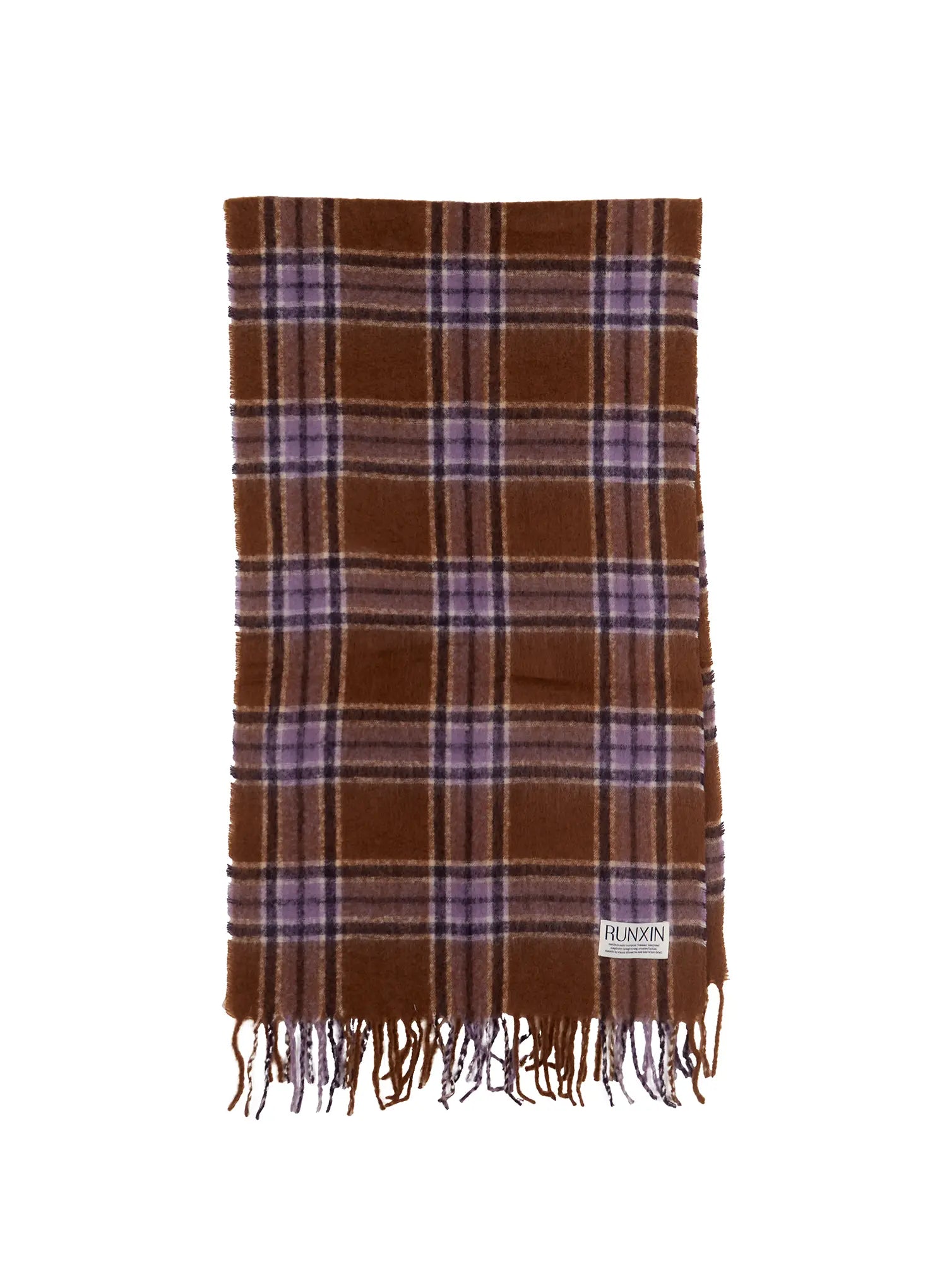 winter-tartan-checkered-scarf-in510 / Brown
