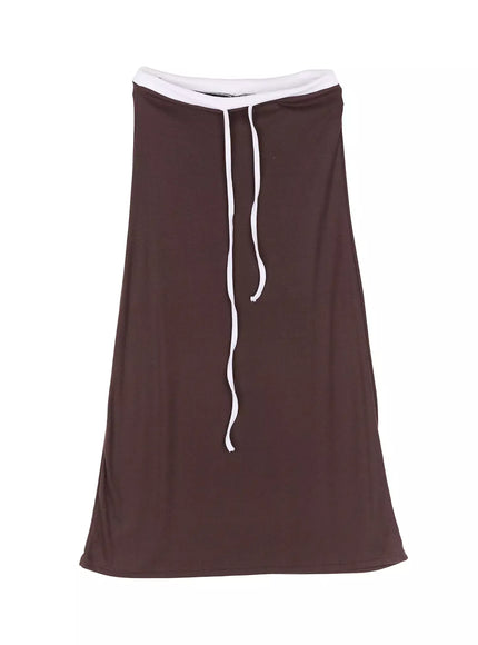 two-tone-comfy-maxi-skirt-iu523 / Brown