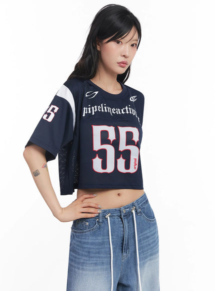 mesh-jersey-crop-top-ic503 / Dark blue