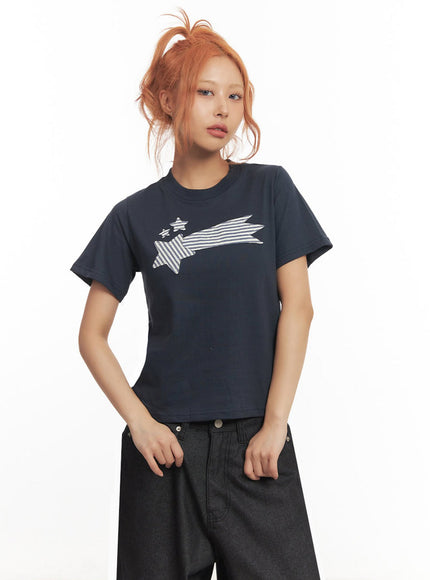 graphic-star-crop-top-ia515 / Dark blue