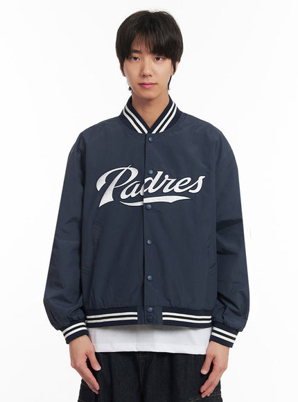 mens-embroidered-windbreaker-varsity-jacket-ia511 / Dark blue