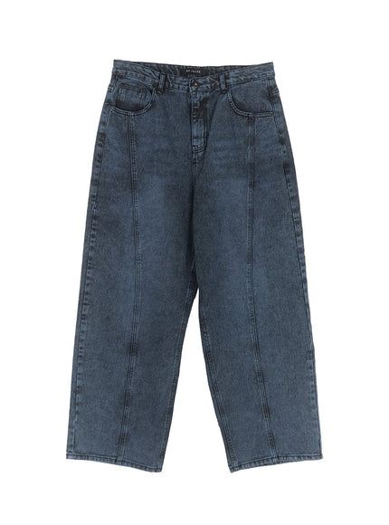 mens-stitched-detail-wide-fit-jeans-ia511 / Dark blue