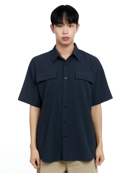 Men's Casual Crinkle Texture Shirt IG520