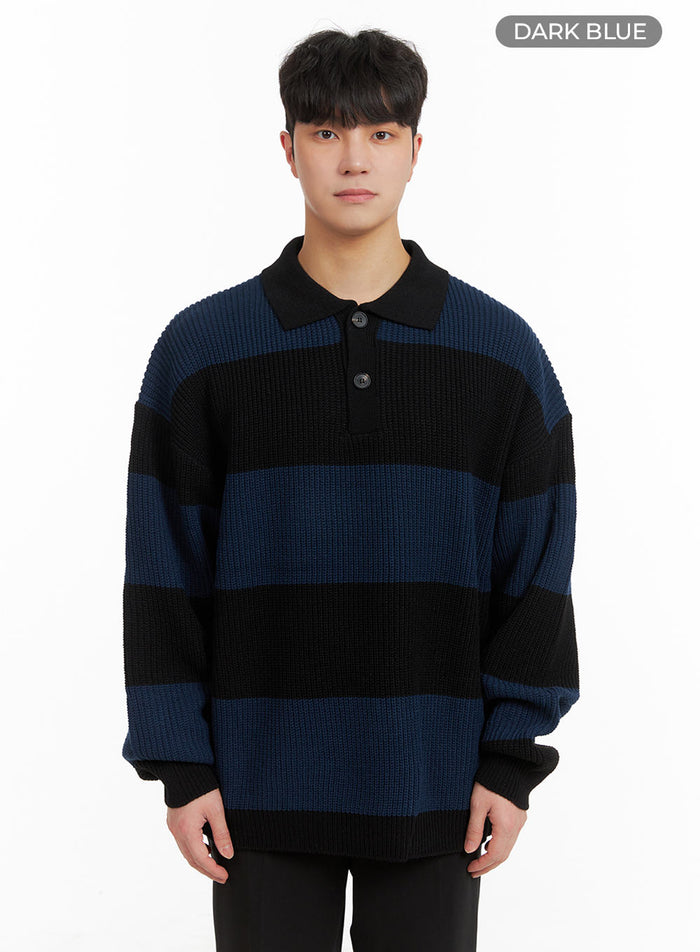 mens-polo-knit-sweater-ia402 / Dark blue