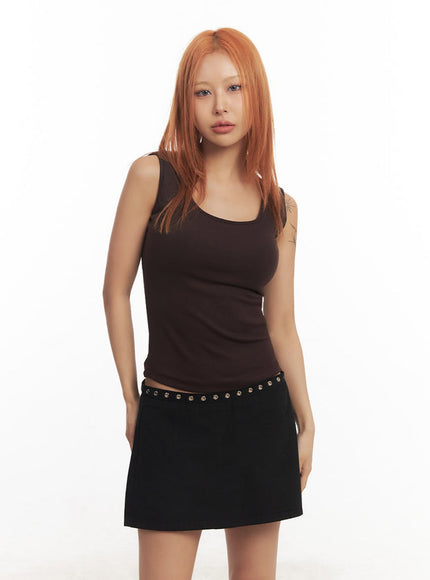 essential-u-neck-tank-top-ia517 / Dark brown
