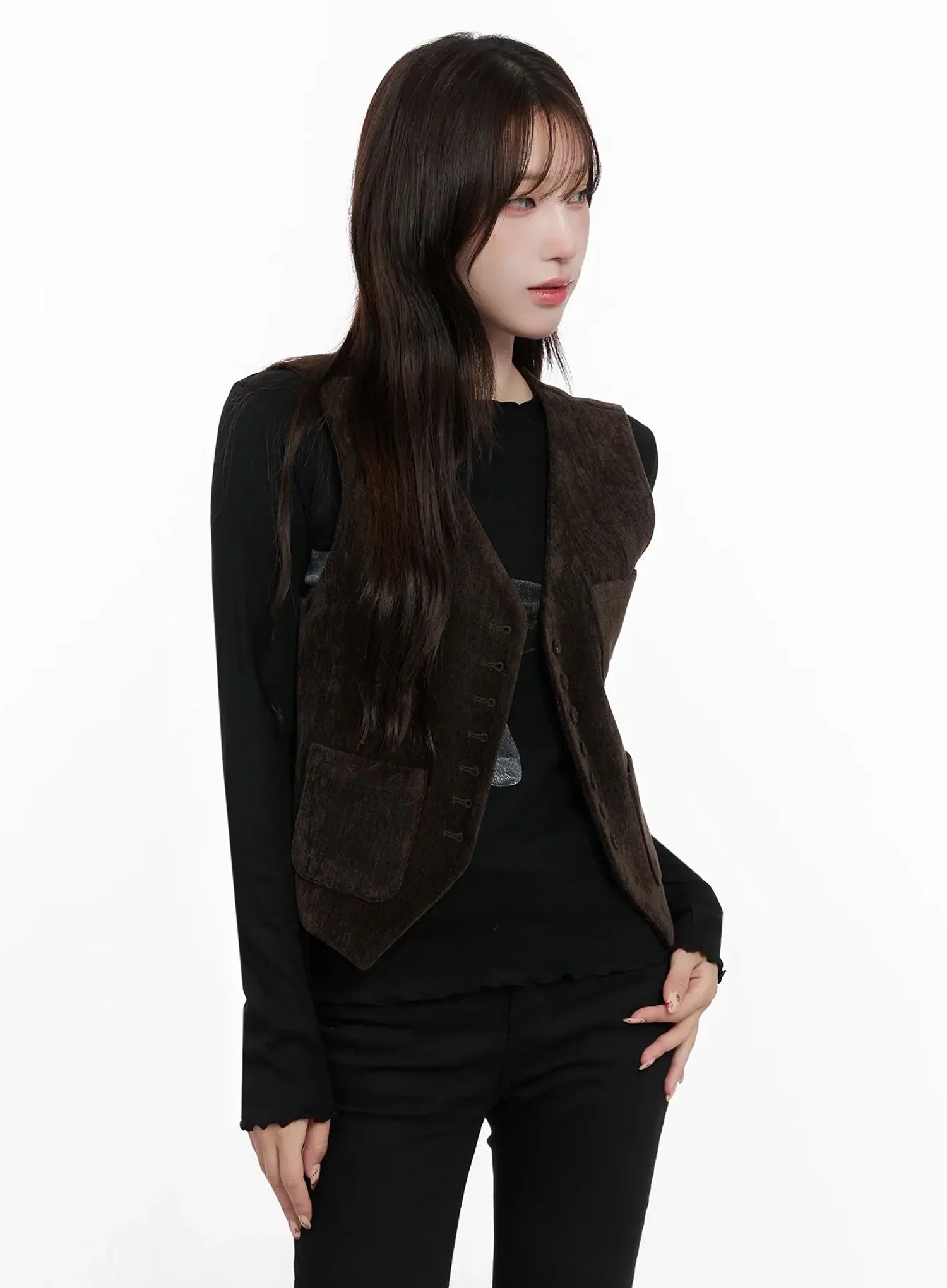 Velvet Buttoned Vest IN514