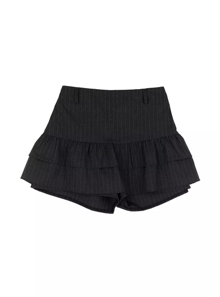 layered-frill-skort-ij521 / Dark gray