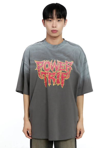 mens-oversized-text-graphic-t-shirt-ig520 / Dark gray