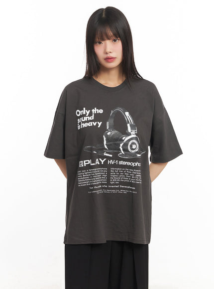 sound-graphic-oversize-t-shirt-iy502 / Dark gray