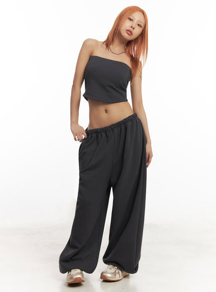 tube-top-sweatpants-set-ia515 / Dark gray