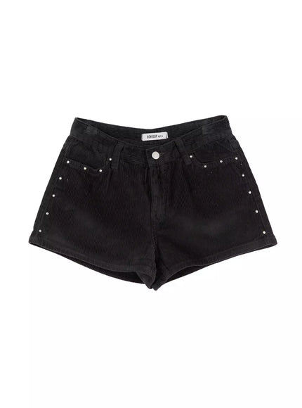 corduroy-studded-shorts-in525 / Dark gray