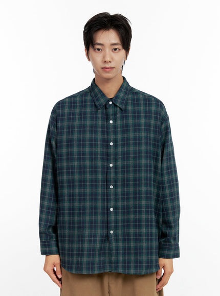 mens-checkered-flannel-in411 / Dark green
