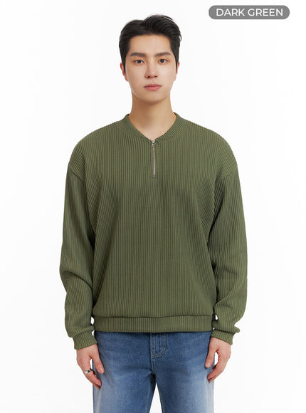 mens-quarter-zip-up-knit-sweater-ia401 / Dark green