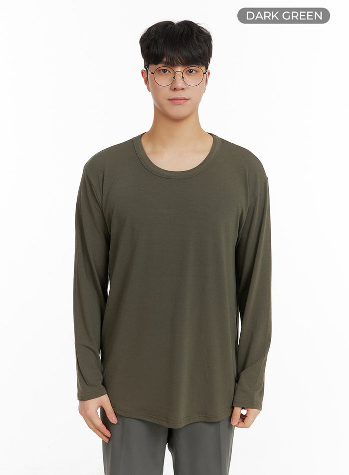 mens-basic-round-neck-long-sleeve-ia402 / Dark green