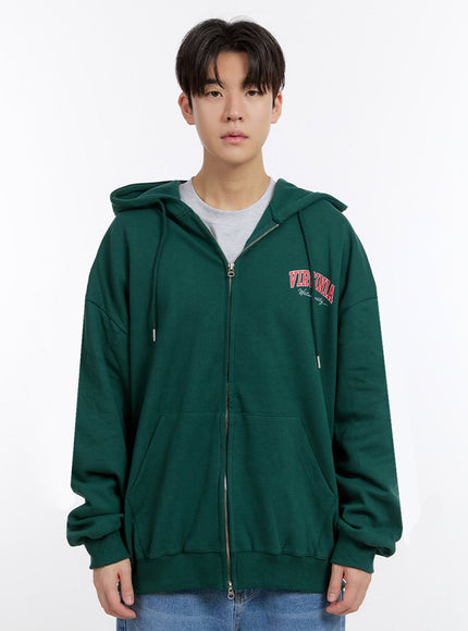 mens-logo-zip-up-hooded-jacket-im525 / Dark green