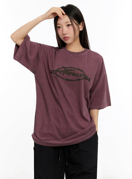 oversized-washed-graphic-tee-iu509 / Dark purple
