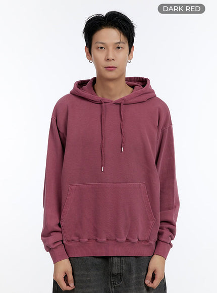 mens-vintage-wash-hoodie-io428 / Dark red