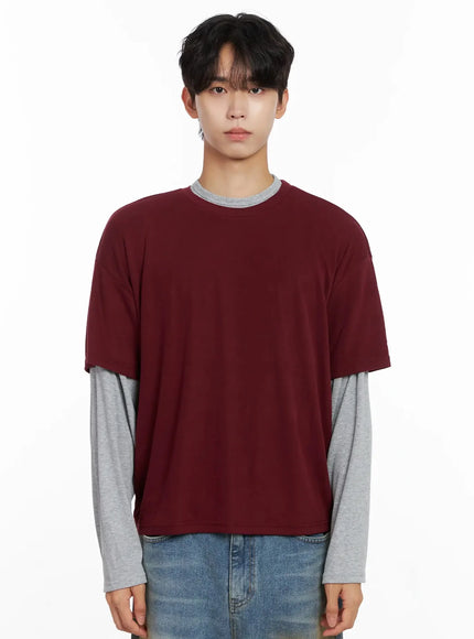 Men's Layered Semi-Crop T-Shirt IO516