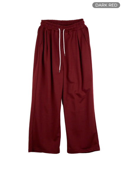 mens-pintuck-wide-fit-sweatpants-io420 / Dark red