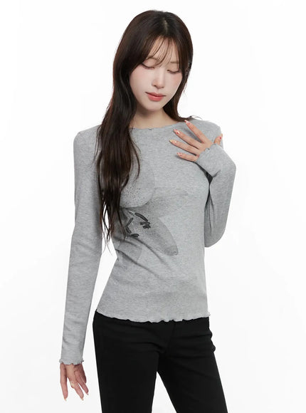 chic-botanical-print-shirt-in514 / Gray